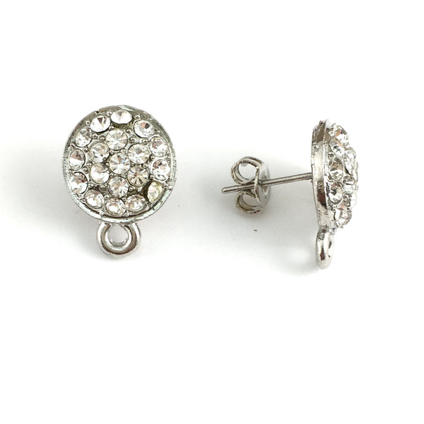 Rhodium Earring Post with Clear Stones | Fashion Jewellery Outlet | Fashion Jewellery Outlet