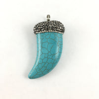 Big Blue Howlite Horn Pendant | Fashion Jewellery Outlet | Fashion Jewellery Outlet