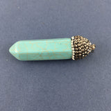 Natural Blue Howlite Bullet Pendant | Fashion Jewellery Outlet | Fashion Jewellery Outlet
