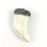 Big White Howlite Horn Pendant | Fashion Jewellery Outlet | Fashion Jewellery Outlet