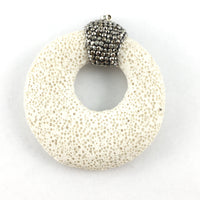 White Lava Pendant with Pave Stones | Fashion Jewellery Outlet | Fashion Jewellery Outlet