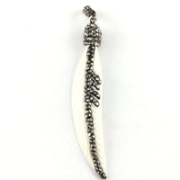 Bone Color Leaf Shape Pave Pendant | Fashion Jewellery Outlet | Fashion Jewellery Outlet