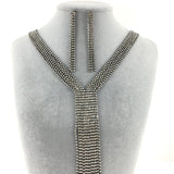 6 Row Gunmetal Rhinestone Necklace | Fashion Jewellery Outlet | Fashion Jewellery Outlet