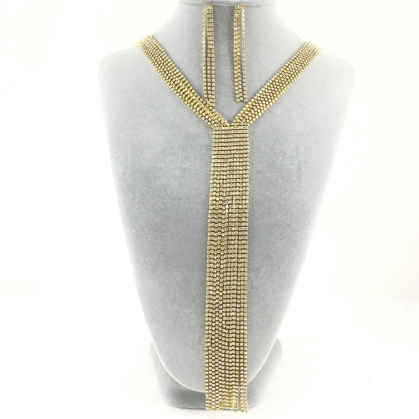6 Row Gold Rhinestone Necklace | Fashion Jewellery Outlet | Fashion Jewellery Outlet