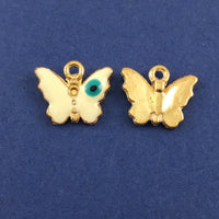 Alloy Charm White Butterfly Evil Eye Charm | Fashion Jewellery Outlet | Fashion Jewellery Outlet