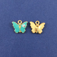 Alloy Charm Green Butterfly Evil Eye Charm | Fashion Jewellery Outlet | Fashion Jewellery Outlet