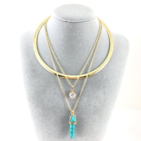 Boho Style Chain Choker Blue Bullet Necklace| Fashion Jewellery Outlet | Fashion Jewellery Outlet