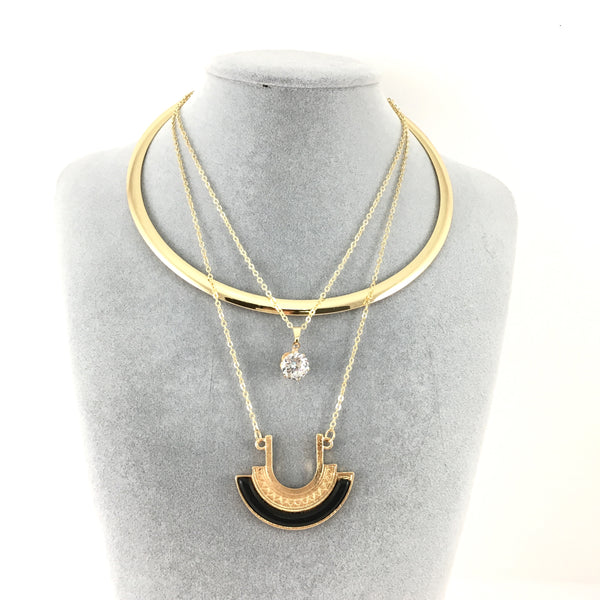 Boho Style Chain Choker Half Moon Pendant Necklace | Fashion Jewellery Outlet | Fashion Jewellery Outlet