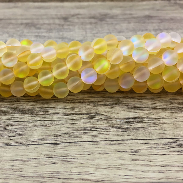 6mm Matte Yellow Mystic Aura Bead Fashion Jewellery Outlet