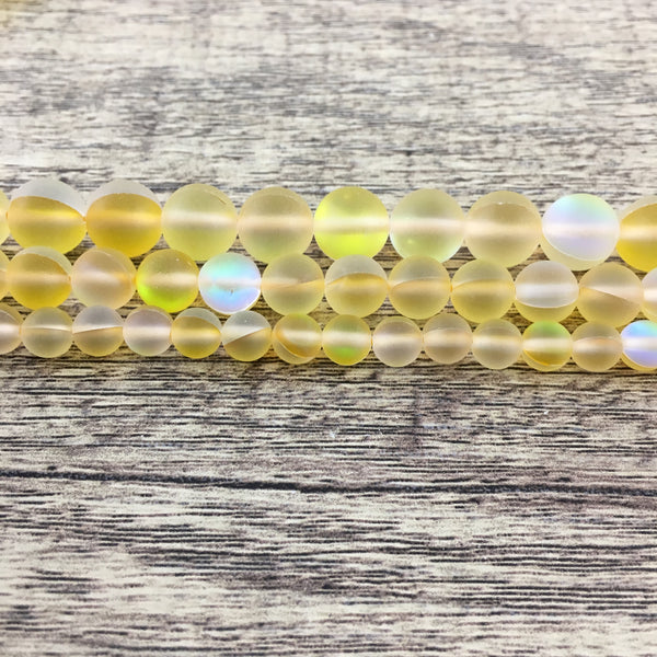 6mm Matte Yellow Mystic Aura Bead Fashion Jewellery Outlet