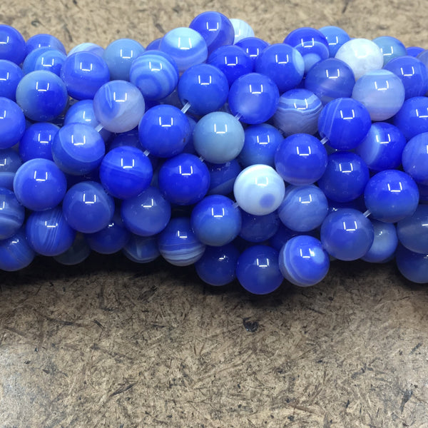 10mm Blue & White Agate Beads | Fashion Jewellery Outlet | Fashion Jewellery Outlet