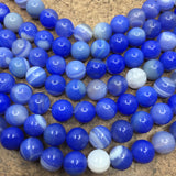 8mm Blue & White Agate Beads | Fashion Jewellery Outlet | Fashion Jewellery Outlet