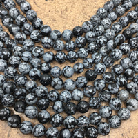 10mm Black & Grey Snowflake Obsidian Bead | Fashion Jewellery Outlet | Fashion Jewellery Outlet