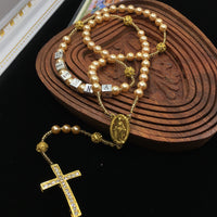 Gold Glass Pearls Custom Handmade Rosary | Fashion Jewellery Outlet | Fashion Jewellery Outlet