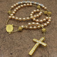 Gold Glass Pearls Custom Handmade Rosary | Fashion Jewellery Outlet | Fashion Jewellery Outlet