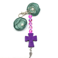 Purple Howlite Keychain with Charm | Fashion Jewellery Outlet | Fashion Jewellery Outlet