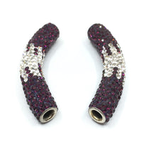 White & Dark Purple Shamballa Tube Beads | Fashion Jewellery Outlet | Fashion Jewellery Outlet