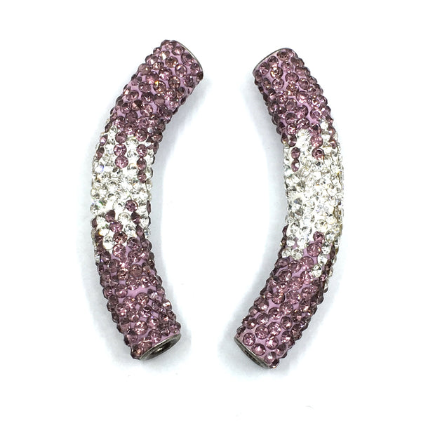 White & Light Amethyst Shamballa Tube Beads | Fashion Jewellery Outlet | Fashion Jewellery Outlet