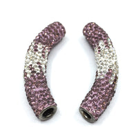 White & Light Amethyst Shamballa Tube Beads | Fashion Jewellery Outlet | Fashion Jewellery Outlet