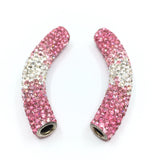 White & Light Pink Shamballa Tube Beads | Fashion Jewellery Outlet | Fashion Jewellery Outlet