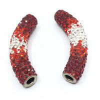 White & Red Shamballa Tube Beads | Fashion Jewellery Outlet | Fashion Jewellery Outlet