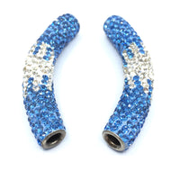 White & Light Blue Shamballa Tube Beads | Fashion Jewellery Outlet | Fashion Jewellery Outlet