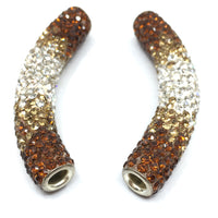 White & Brown Shamballa Tube Beads | Fashion Jewellery Outlet | Fashion Jewellery Outlet