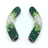 White & Dark Green Shamballa Tube Beads | Fashion Jewellery Outlet | Fashion Jewellery Outlet