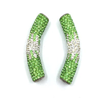 White & Light Green Shamballa Tube Beads | Fashion Jewellery Outlet | Fashion Jewellery Outlet