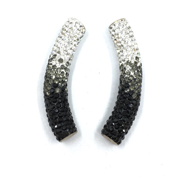 White & Black Shamballa Tube Beads | Fashion Jewellery Outlet | Fashion Jewellery Outlet