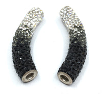 White & Black Shamballa Tube Beads | Fashion Jewellery Outlet | Fashion Jewellery Outlet