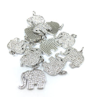 Silver Elephant with Trunk up CZ Pave Charm | Fashion Jewellery Outlet | Fashion Jewellery Outlet