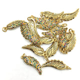 Gold Angel Wings Charm CZ Pave Charm | Fashion Jewellery Outlet | Fashion Jewellery Outlet