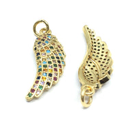 Gold Angel Wings Charm CZ Pave Charm | Fashion Jewellery Outlet | Fashion Jewellery Outlet
