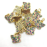 Gold Butterfly CZ Pave Charms | Fashion Jewellery Outlet | Fashion Jewellery Outlet