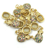 Gold Pineapple Charm CZ Pave Charms | Fashion Jewellery Outlet | Fashion Jewellery Outlet