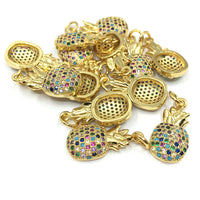 Gold Pineapple Charm CZ Pave Charms | Fashion Jewellery Outlet | Fashion Jewellery Outlet