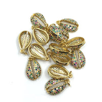 Gold Seashell Charm CZ Pave Charm | Fashion Jewellery Outlet | Fashion Jewellery Outlet