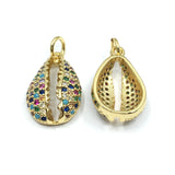 Gold Seashell Charm CZ Pave Charm | Fashion Jewellery Outlet | Fashion Jewellery Outlet