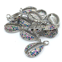 Silver Seashell Charm CZ Pave Charm | Fashion Jewellery Outlet | Fashion Jewellery Outlet