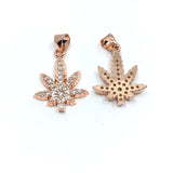 Rose Gold Marijuana Charm CZ Pave Charm | Fashion Jewellery Outlet | Fashion Jewellery Outlet