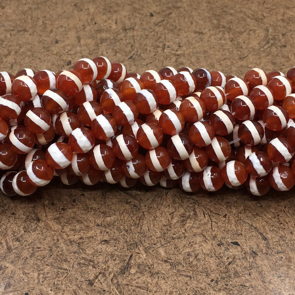 6mm Orange with White Striped Agate Beads | Fashion Jewellery Outlet | Fashion Jewellery Outlet