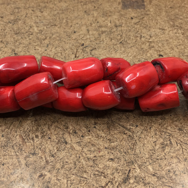 Dyed Red Natural Coral Drum Beads | Fashion Jewellery Outlet | Fashion Jewellery Outlet