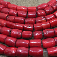 Dyed Red Natural Coral Drum Beads | Fashion Jewellery Outlet | Fashion Jewellery Outlet