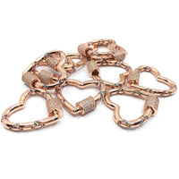 Rose Gold Heart Shape Screw CZ Pave Lock | Fashion Jewellery Outlet | Fashion Jewellery Outlet