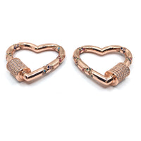 Rose Gold Heart Shape Screw CZ Pave Lock | Fashion Jewellery Outlet | Fashion Jewellery Outlet