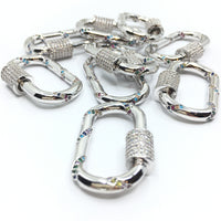 Silver Oval Shape Screw Clasp CZ Pave Locks | Fashion Jewellery Outlet | Fashion Jewellery Outlet