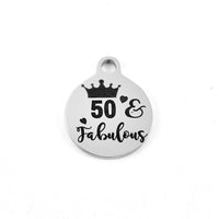 50th Birthday Gift Laser Engraved Charm | Fashion Jewellery Outlet | Fashion Jewellery Outlet