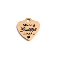 Strong Beautiful Worthy ♥ Engraved Charm | Fashion Jewellery Outlet | Fashion Jewellery Outlet
