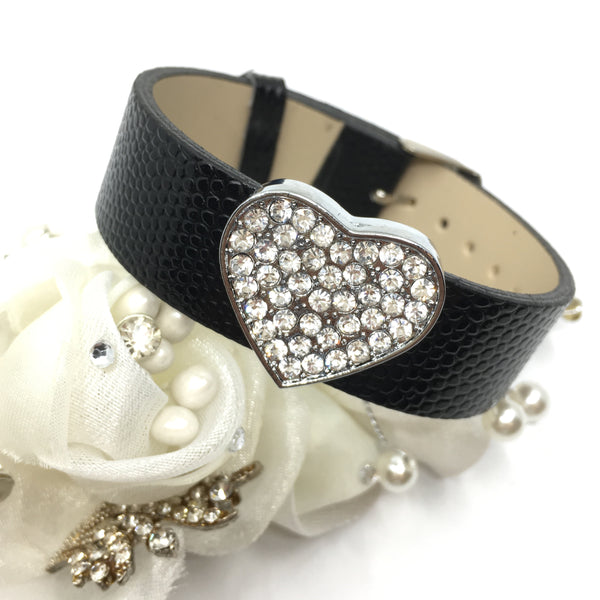 Alloy Slider Rhinestone Heart Shape Slider | Fashion Jewellery Outlet | Fashion Jewellery Outlet